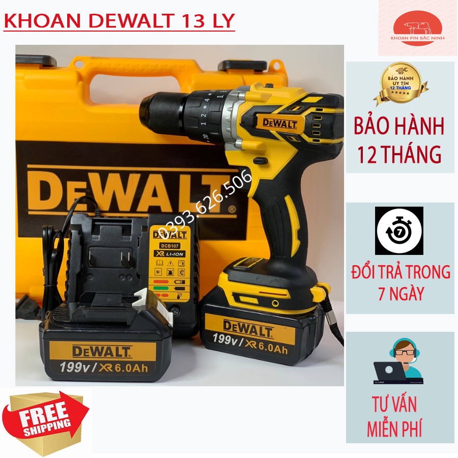 ✢Máy Khoan Pin Dewalt đầu 13ly,máy không chổi than 3 chức năng tường bắn vít tôn siêu khỏe