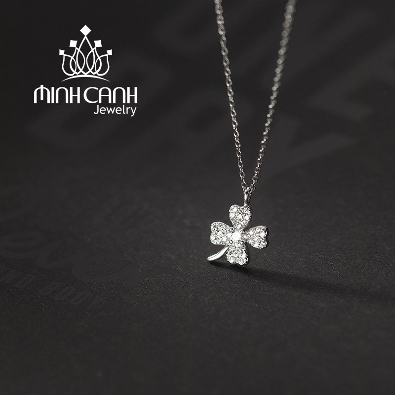 Dây Chuyền Bạc 4 Lá Nạm Đá Tấm - Minh Canh Jewelry