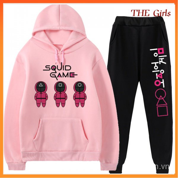 Set đồ thể thao 2 món gồm áo hoodie và quần dài phong cách Hàn Quốc dành cho nam