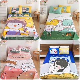 Bộ Ga Gối COTTON 3D Cao Cấp 3 Món (1 Ga, 2 Vỏ Gối Nằm) - CHAT CHỌN MẪU