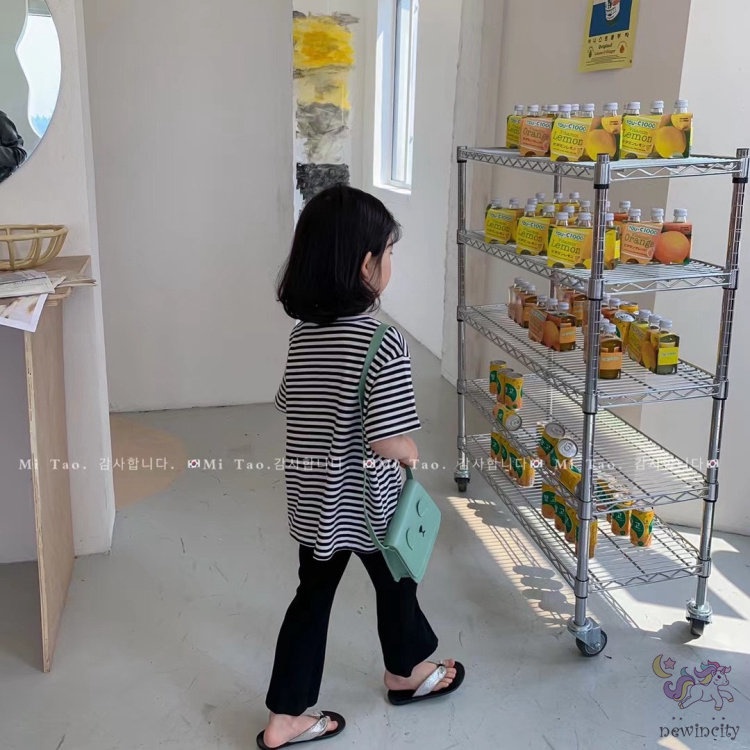 Áo thun tay ngắn họa tiết kẻ sọc xinh xắn dành cho bé gái