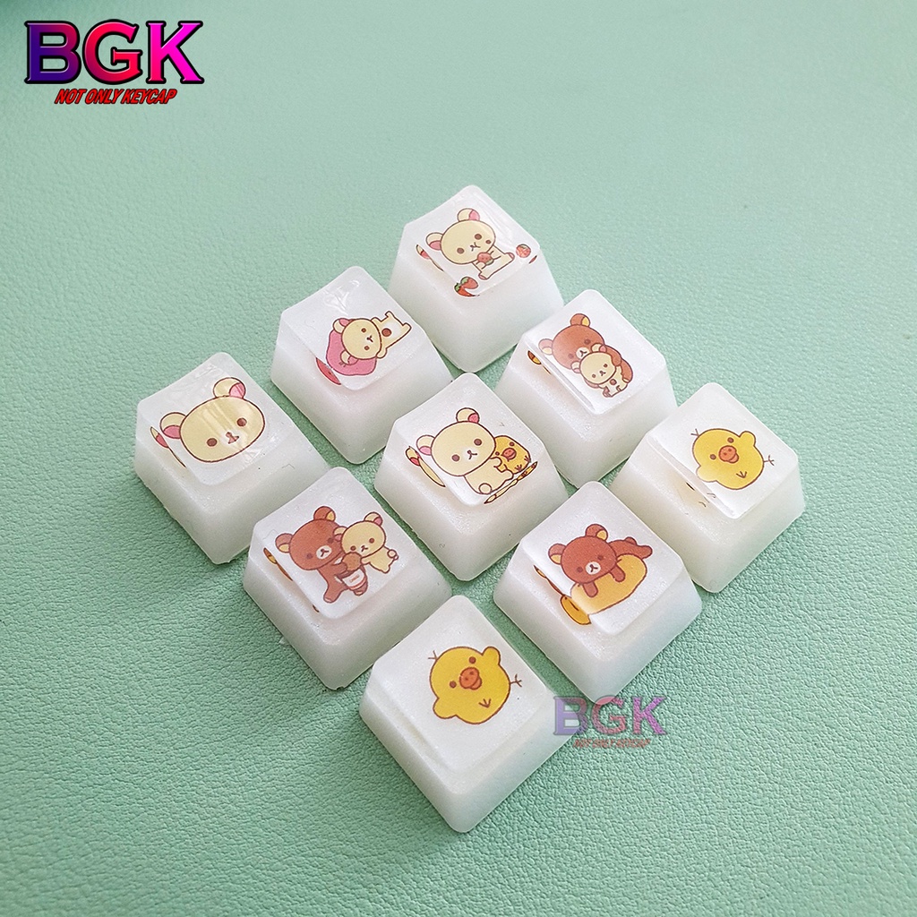 Keycap Lẻ Artisan OEM Profile Chủ Đề Gấu Nâu Cute 1 ( cast resi, keycap resin độc lạ )