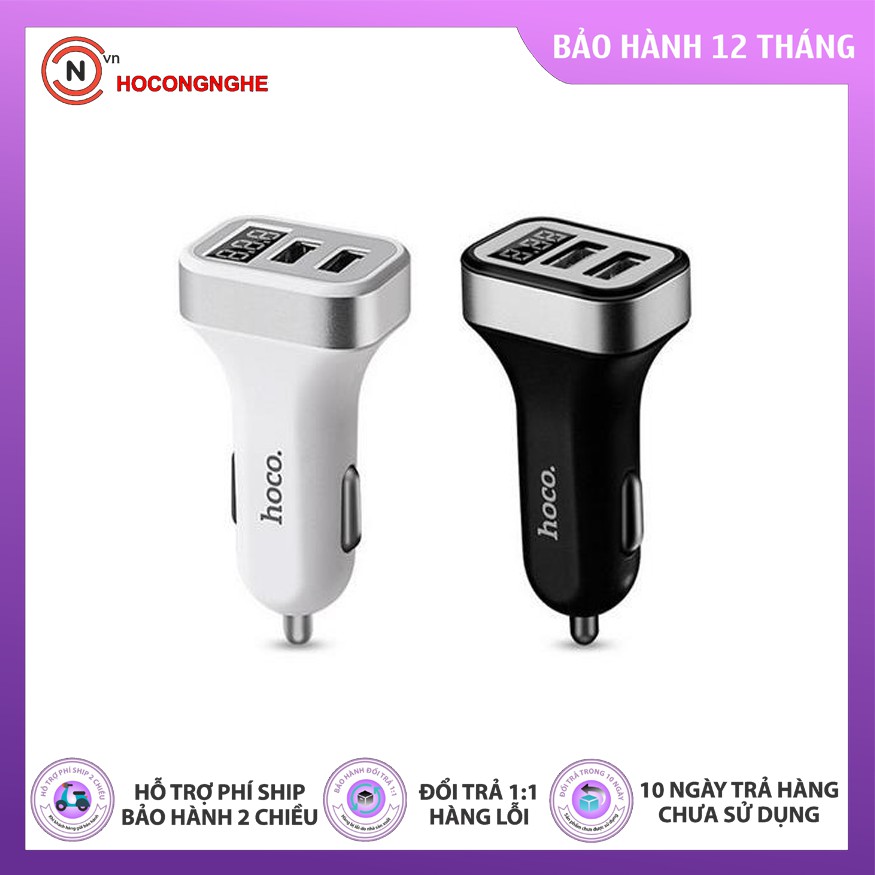 CHÍNH HÃNG Sạc Xe Xơi 2 Cổng USB Hoco Z3 - Màn Hình LCD Hiển Thị Điện Áp 5V-3.1A