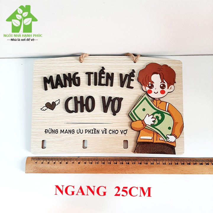 Bảng gỗ decor trang trí nhà cửa - Mẫu BM_181 Chủ đề MANG TIỀN VỀ CHO VỢ