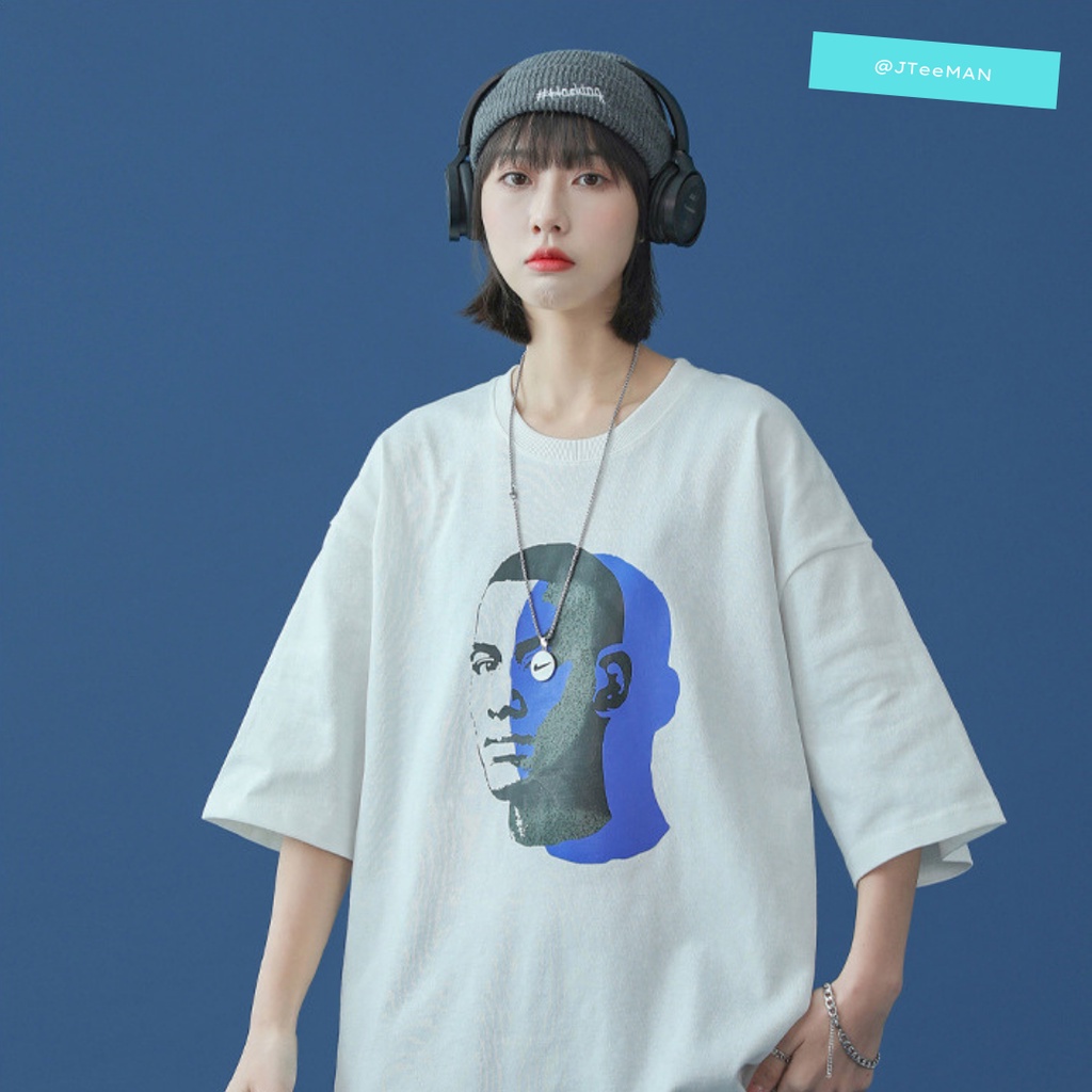 Áo thun Unisex tay lỡ form rộng in hình khuôn mặt, áo phông Unisex nam nữ vải cotton cao cấp thoát mát JTeeMan - JT18