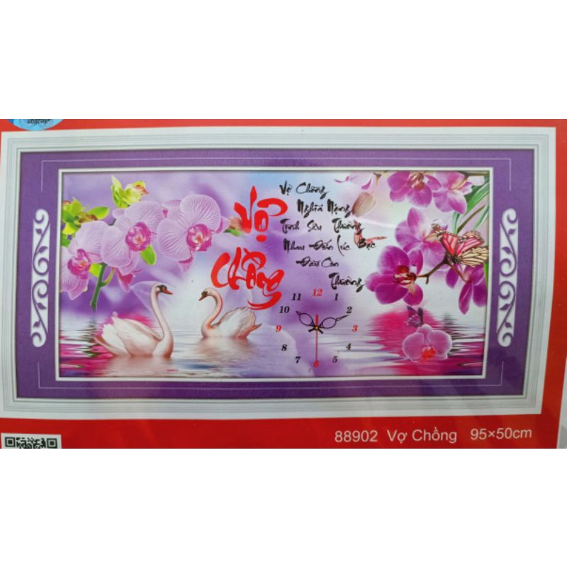 tranh thêu chữ thập vợ chồng (chưa thêu)