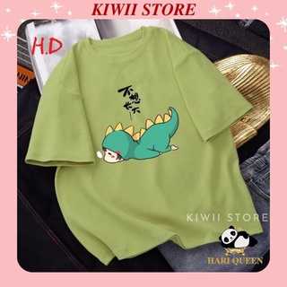 Áo Thun Tay Lỡ Form Rộng, Áo Phông Nữ In Hình Chú Khủng Long In 3D, Hot Trend