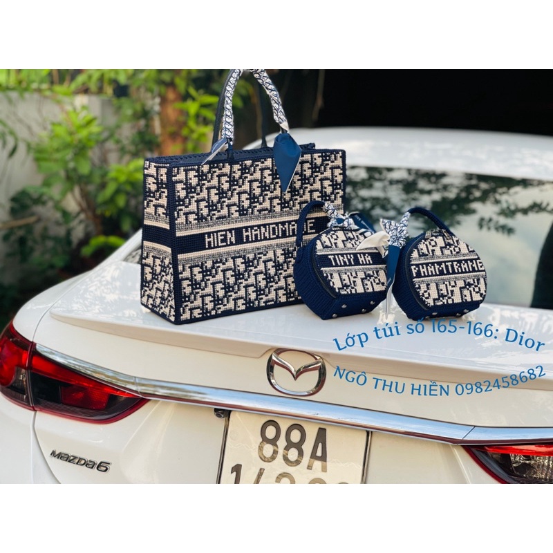 Túi Dior Trống Móc tay Handmade size 18cm