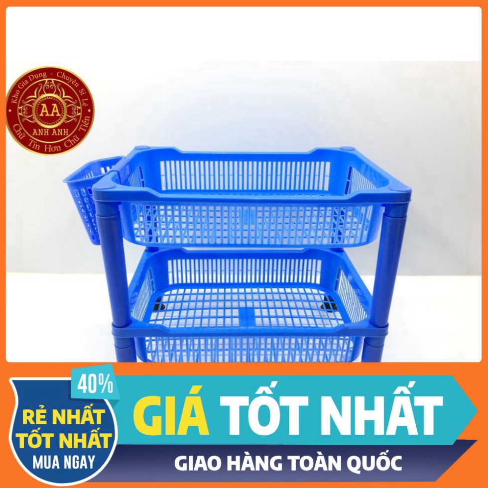 Giá để bát⚡️FREESHIP⚡️ Kệ bát nhựa 2 3 tầng Việt Nhật màu xanh có ống đũa.Kệ để đồ đa năng.