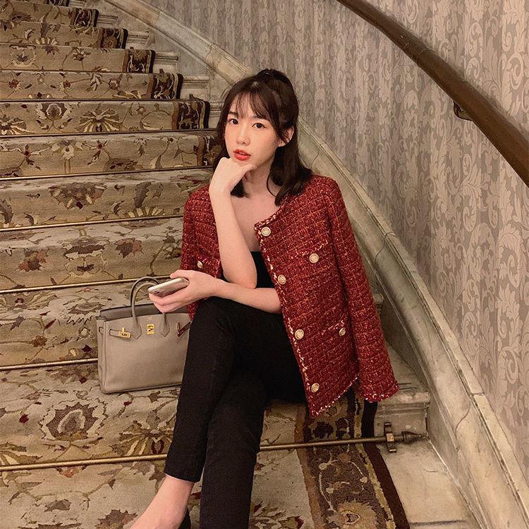 Set Đồ Hai Món Áo Khoác Vải tweed Thời Trang Mùa Thu 2022 Cho Nữ Xiaoxiangfeng