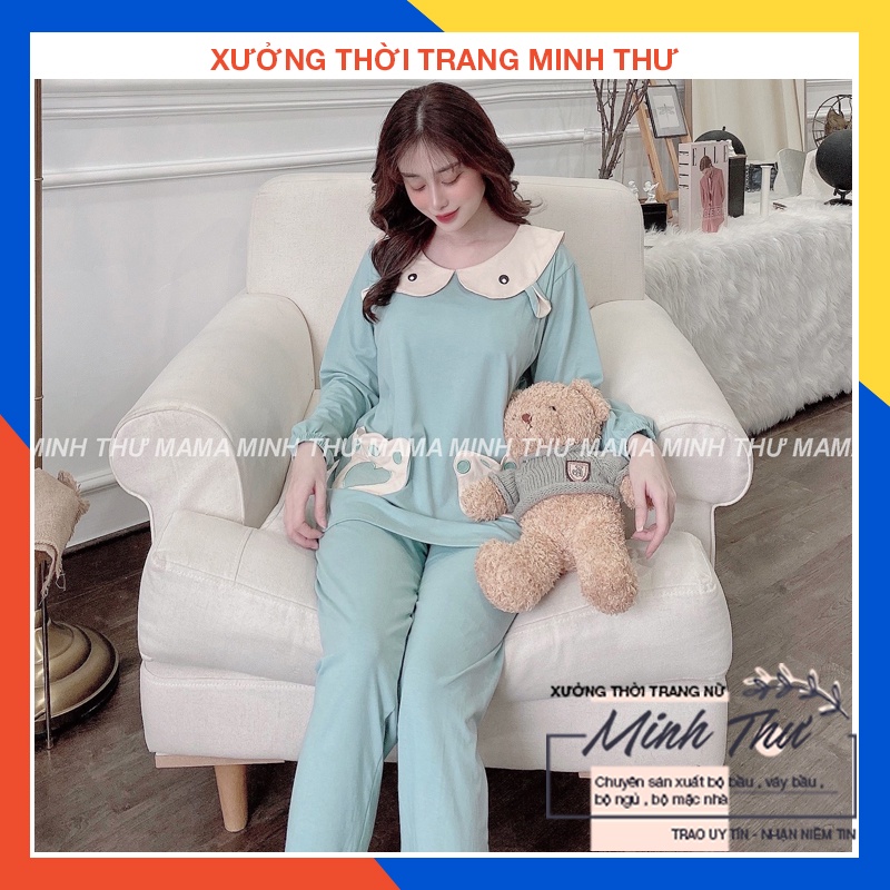 Bộ bầu - bộ sau sinh - chất liệu cotton mềm- mặc nhà thời trang trẻ ( bộ túi bàn chân gấu - QDTD - MS-06 )