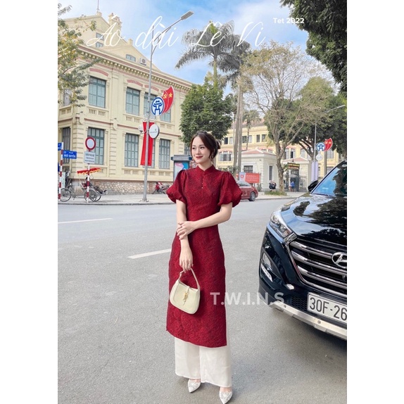 [CHÍNH HÃNG] Áo dài Lê Vi thiết kế by Twins (kèm quần lụa) SALE BLACKFRIDAY