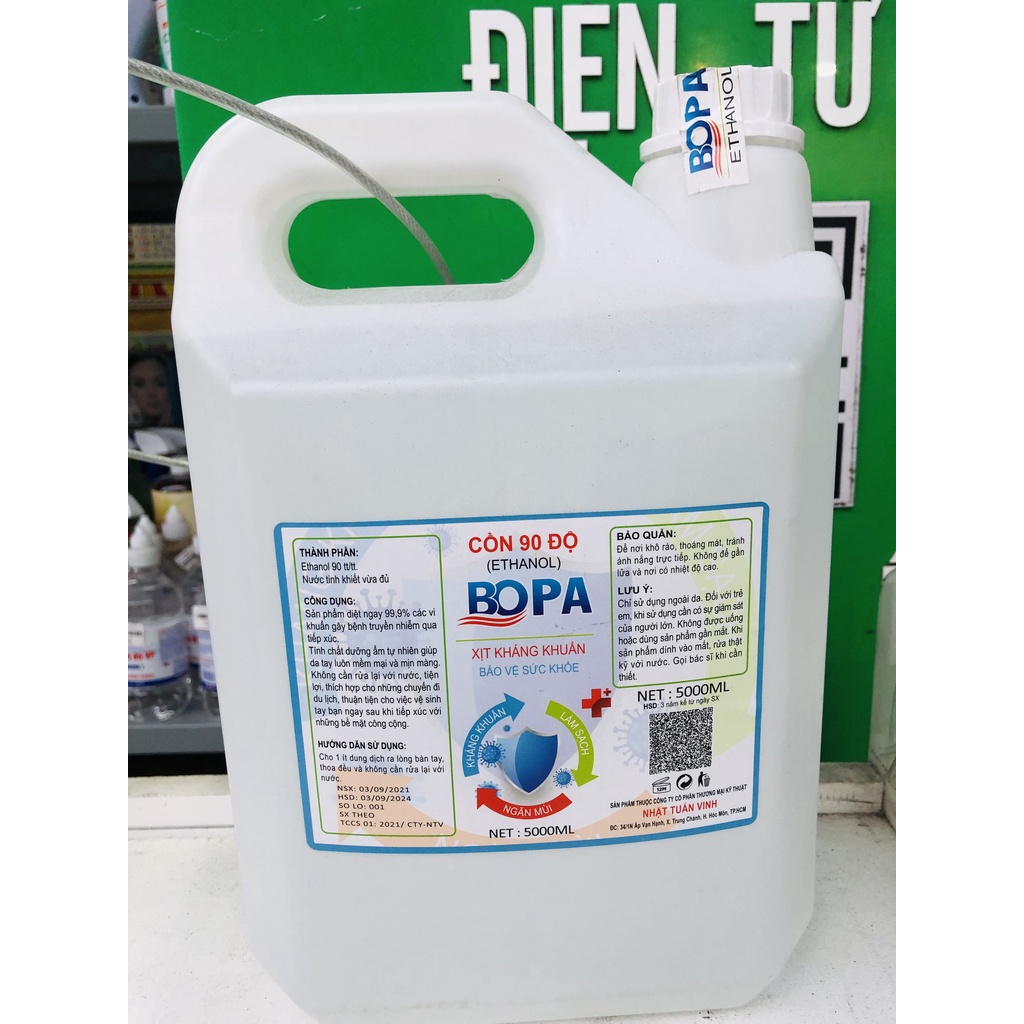 Cồn Y Tế Can 5 90 Độ Lít Bopa Thay Nước Rửa Tay