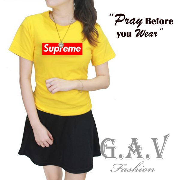 Áo Thun Supreme Tay Ngắn Chất Liệu Dày Dặn Mềm Mại Size S M L Xl 20s