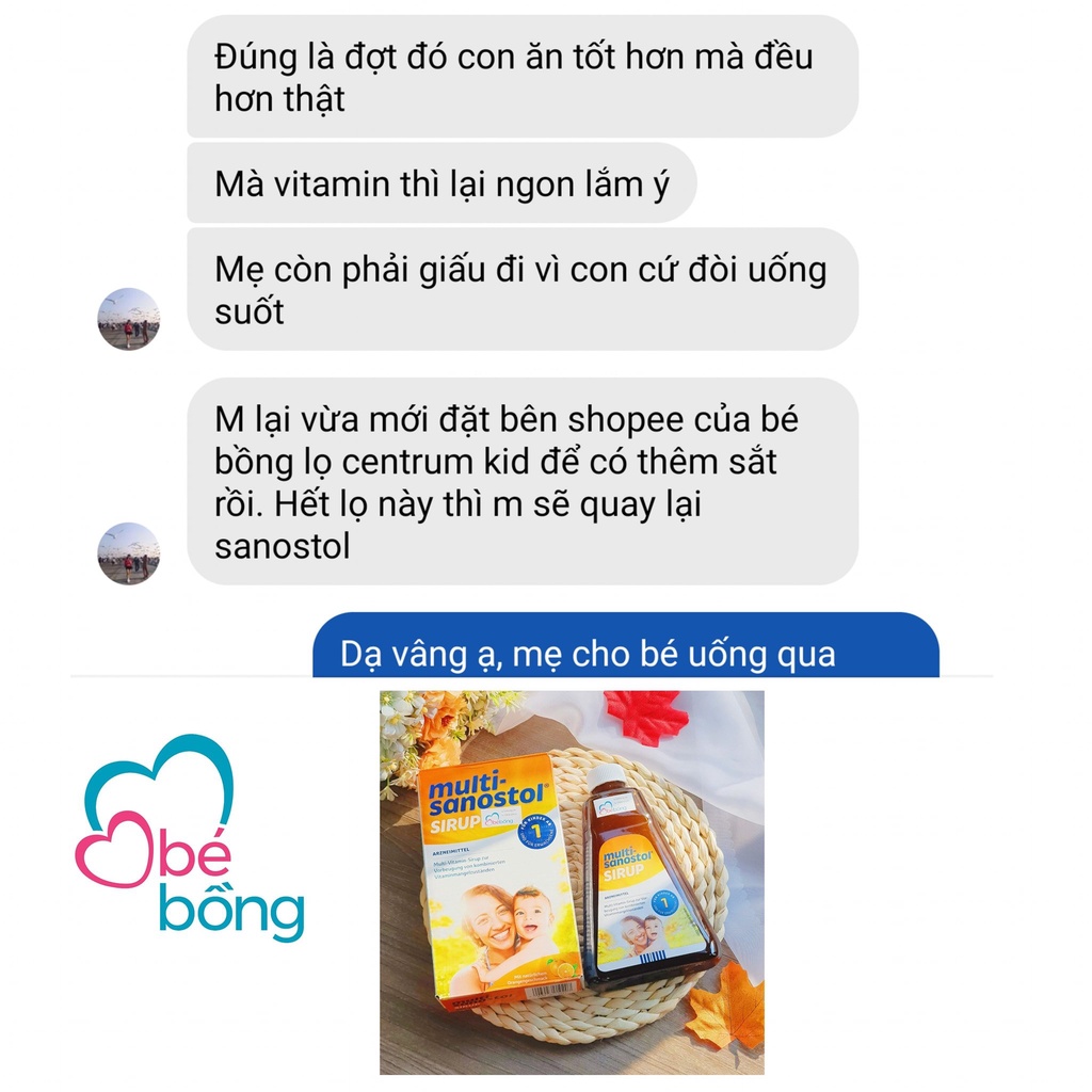 Siro vitamin tổng hợp Sanostol cho bé từ 1 tuổi