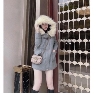 ÁO KHOÁC DẠ MŨ LÔNG KIỂU HÀN✌️Ảnh thật 2 màu hàng đẹp 2 lớp