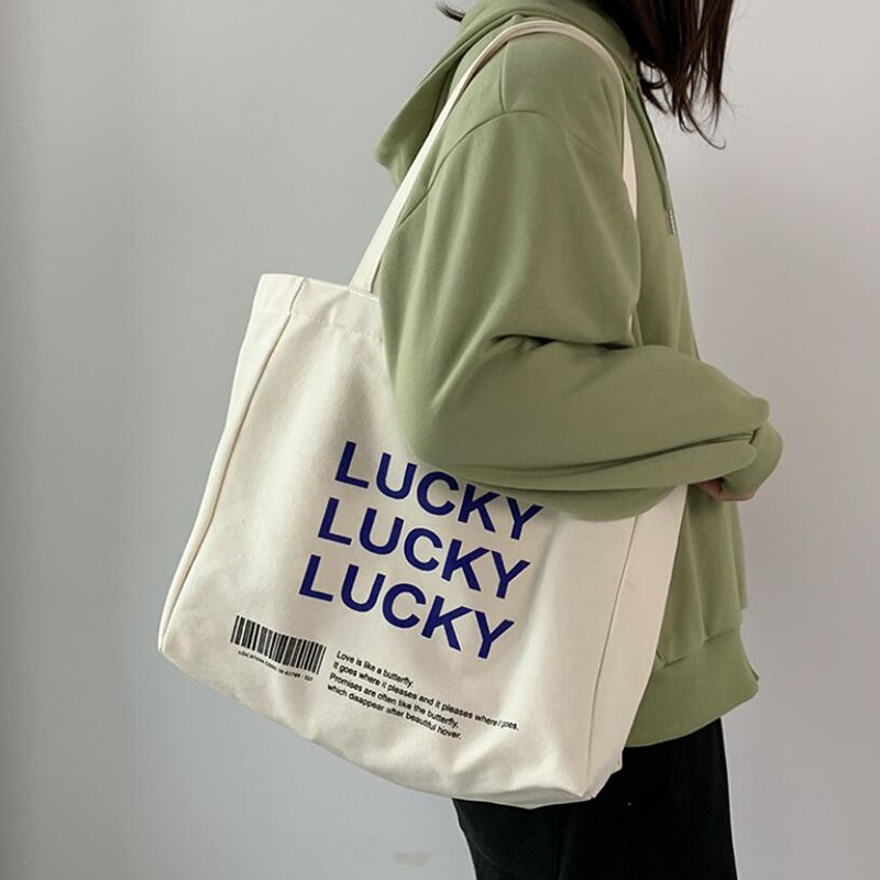 High Quality Japanese Style Letters Print Shoulder Bag