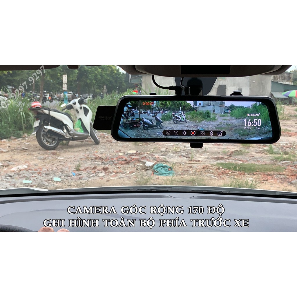 Camera 10 inch Full màn hình có cam lùi - ghi hành trình trước và sau đồng thời, Tiếng Việt, độ nét Full HD | BigBuy360 - bigbuy360.vn