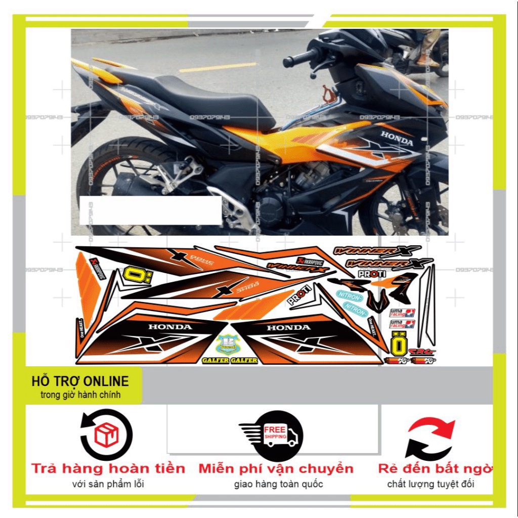TEM XE WINNER X CHẾ CAM ĐEN -- SHIN DECAL 2