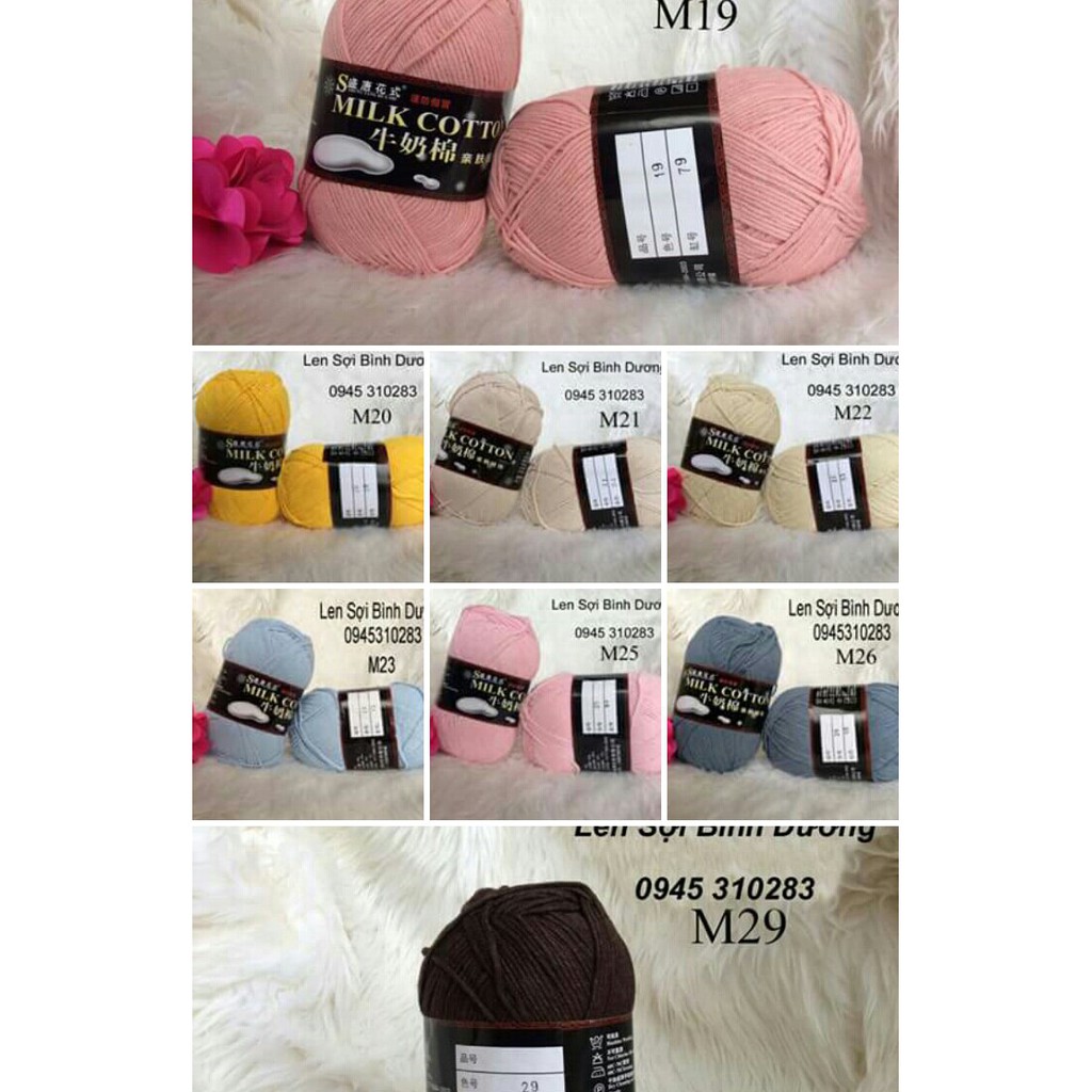 Cotton Milk 125g  Len Đan Móc Khăn, Áo, Nón