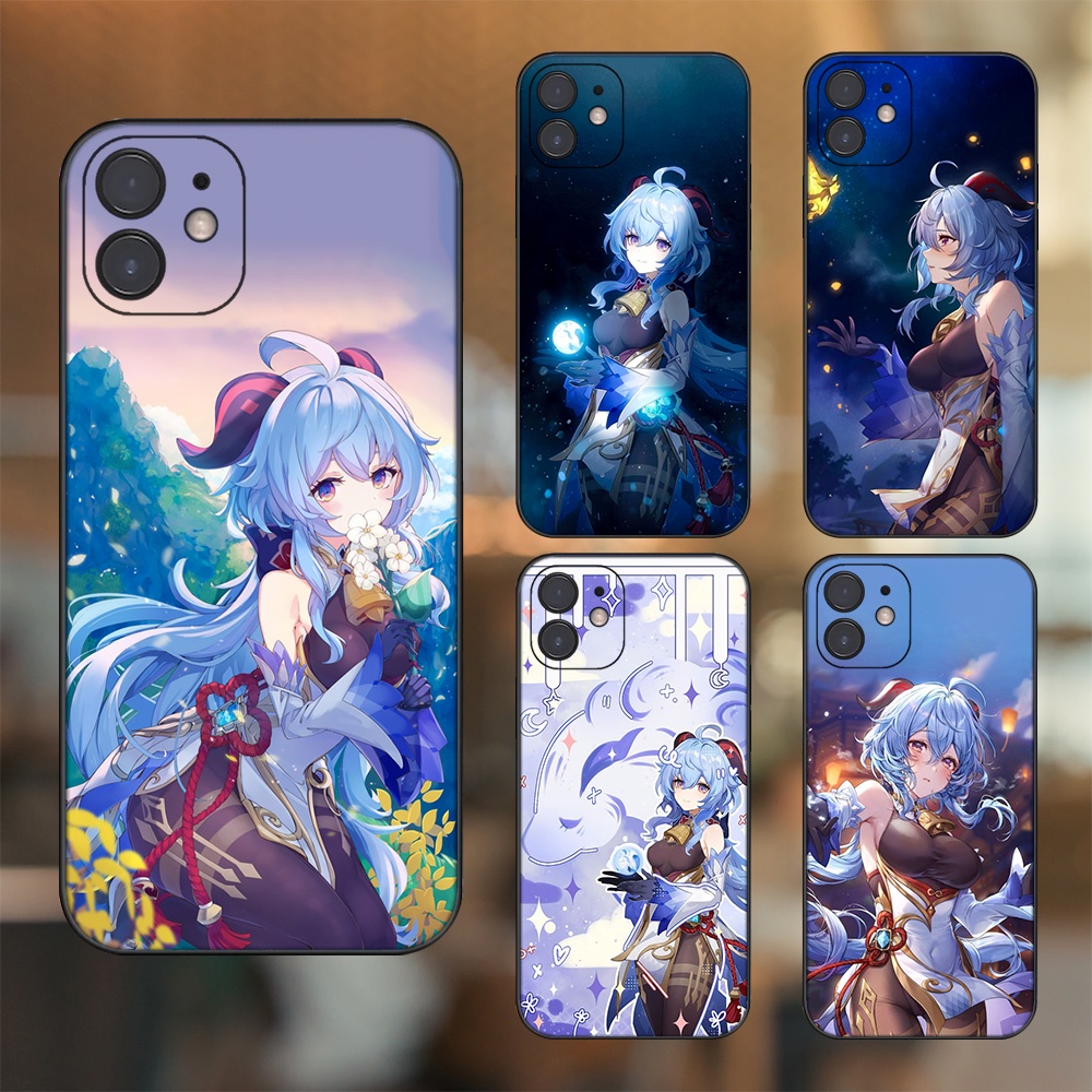 Ốp lưng iPhone 12 dẻo đen cạnh vuông in hình Ganyu Genshin Impact