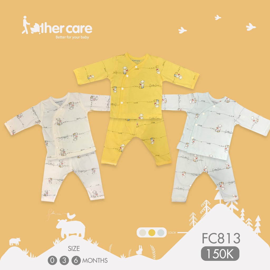 Bộ Quần Áo sơ sinh DT FatherCare Cài Lệch - Chuột Little One FC813