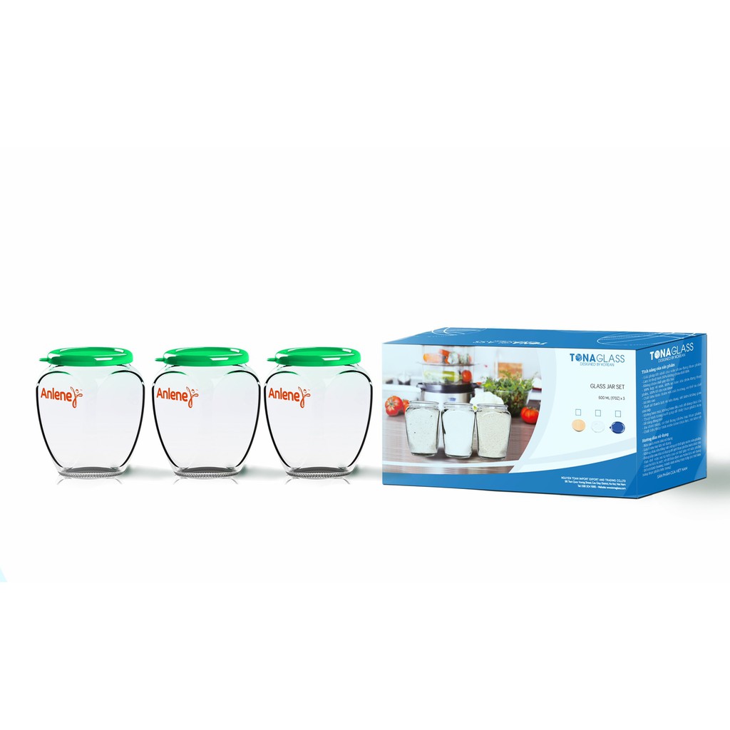 [GRO GIFT] Bộ 3 hũ thủy tinh đựng gia vị Anlene