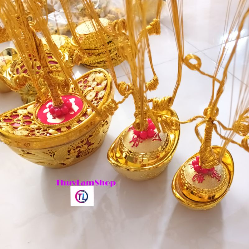 set trọn bộ làm cây cành vàng lá ngọc gốc size đại 10x10cm