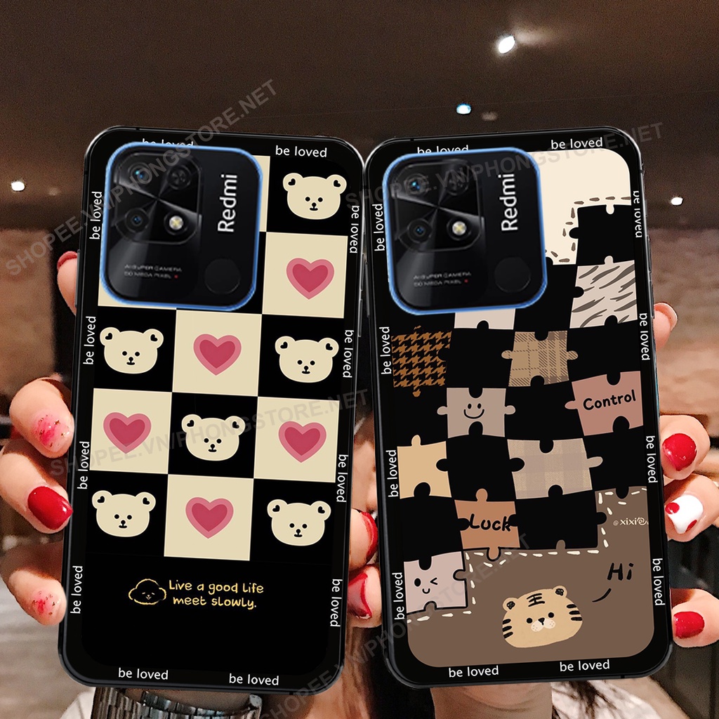 Ốp lưng Xiaomi Redmi 9C / Redmi 10c in họa tiết caro, mẫu gấu cực đáng yêu / ốp gấu cute giá rẻ siêu bền