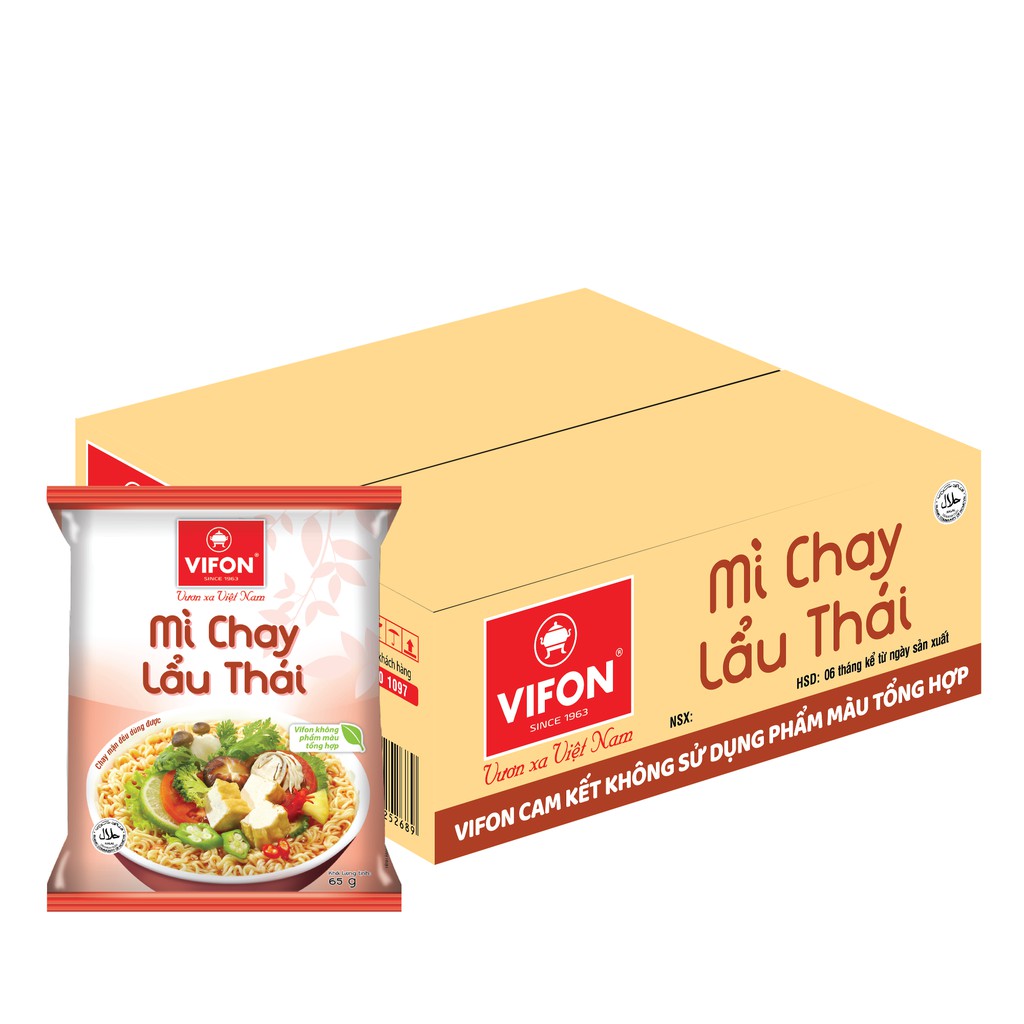 Thùng 30 Gói Mì Chay Lẩu Thái VIFON 65g/Gói