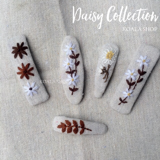 KẸP TÓC HOA CÚC THÊU TAY HANDMADE