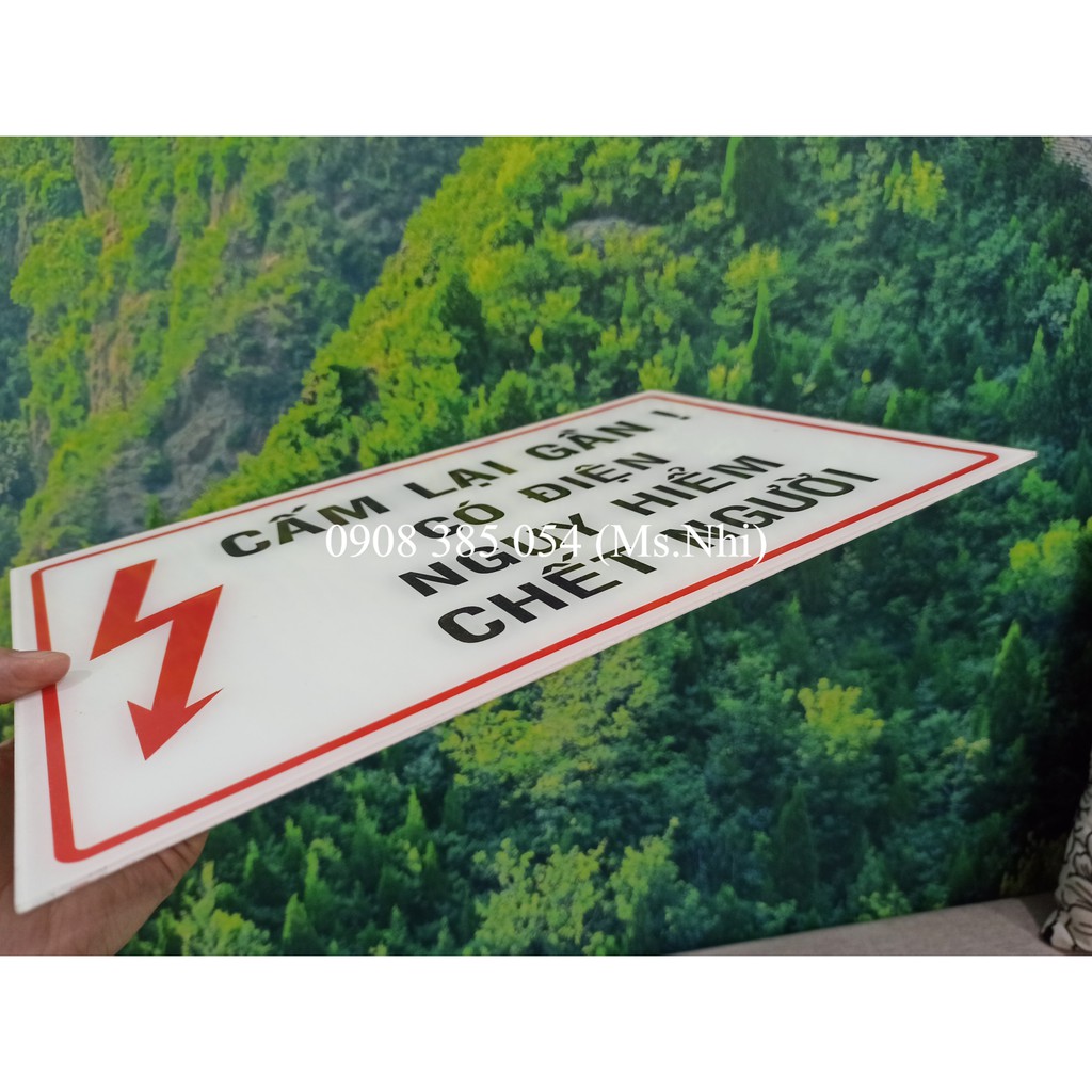 Bảng báo cấm lại gần có điện áp cao nguy hiểm chết người chất liệu mica- KT24x36cm