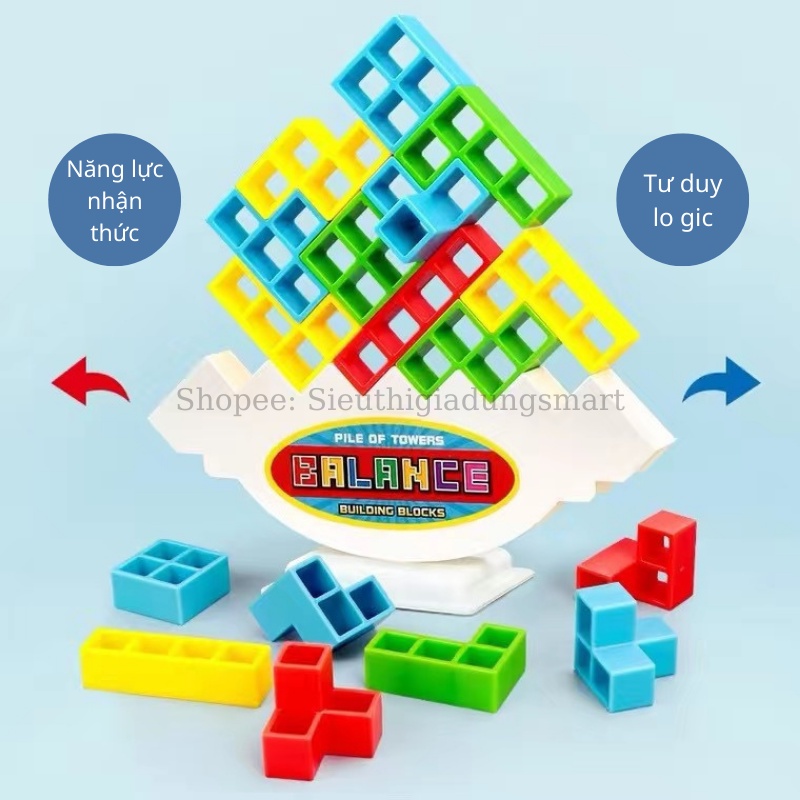 Đồ chơi khối xây dựng xếp tháp thăng bằng giáo dục sớm cho trẻ
