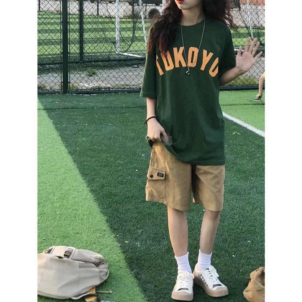 Áo thun xanh rêu tay lỡ form rộng TOKOYO unisex Neko.sg ATL310