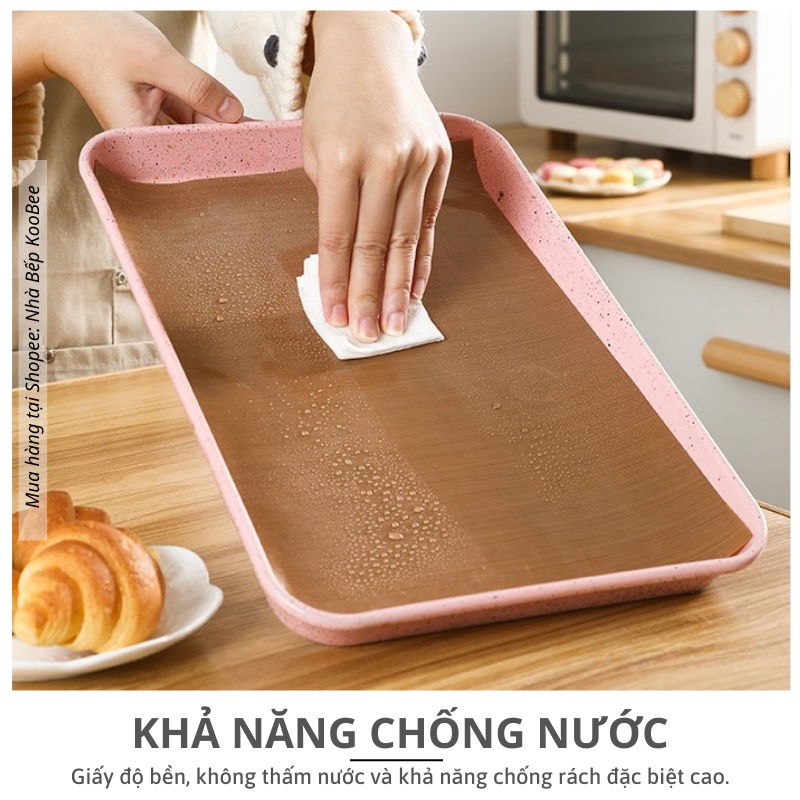 Tấm nướng bánh bằng vải chống dính KOOBEE -  Tấm lót khay nướng, chịu nhiệt dùng nhiều lần loại dày đẹp size 40*30cm