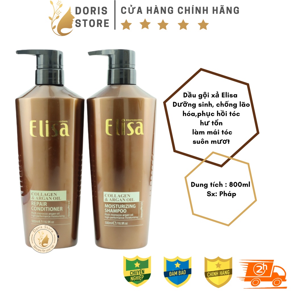 ELISA - Cặp Dầu Gội Dầu Xả Dưỡng Sinh Dưỡng Ẩm Phục Hồi Siêu Mượt Elisa 800ml