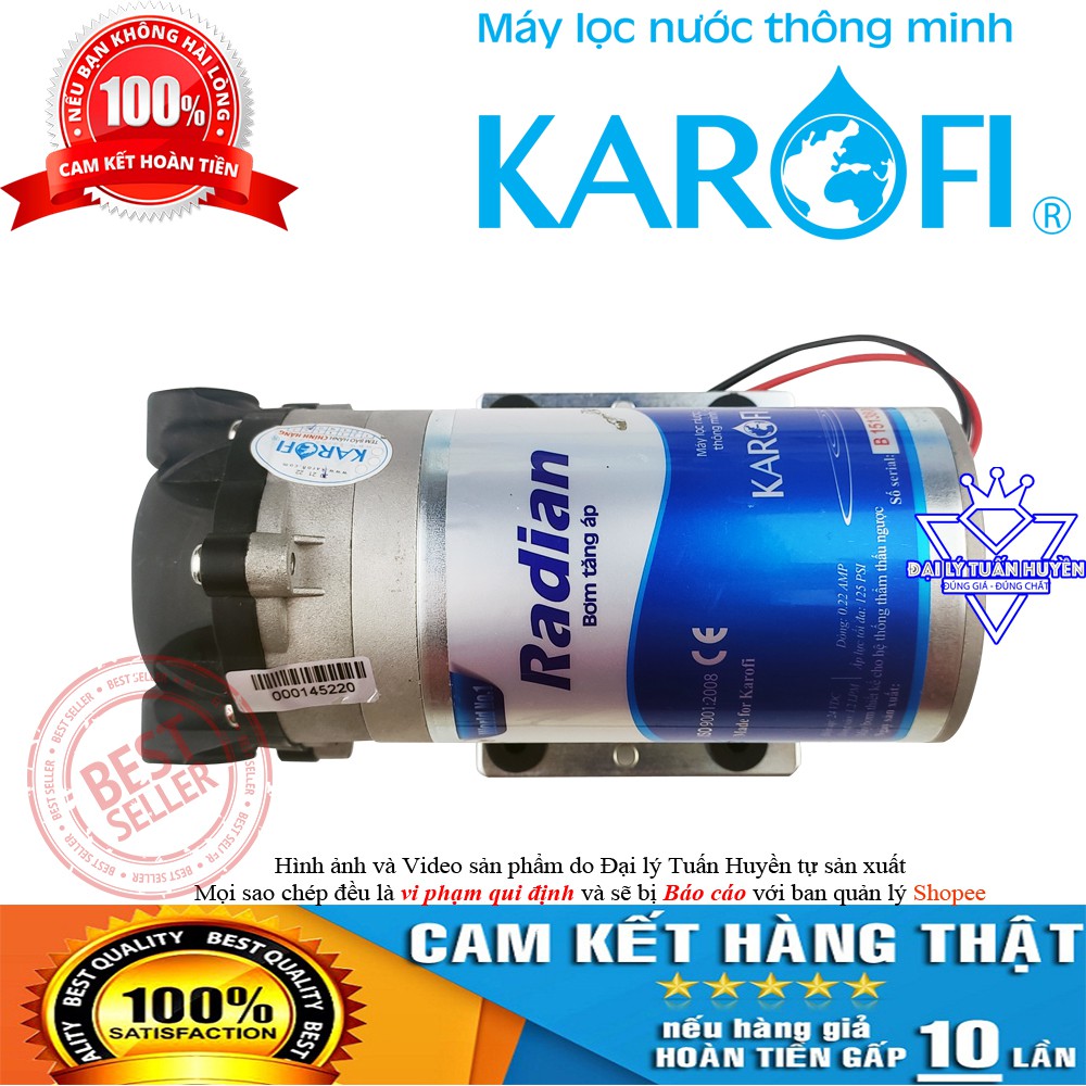 Bơm tăng áp 24v Radian Karofi Chính hãng - dùng cho máy lọc nước RO và dàn phun sương