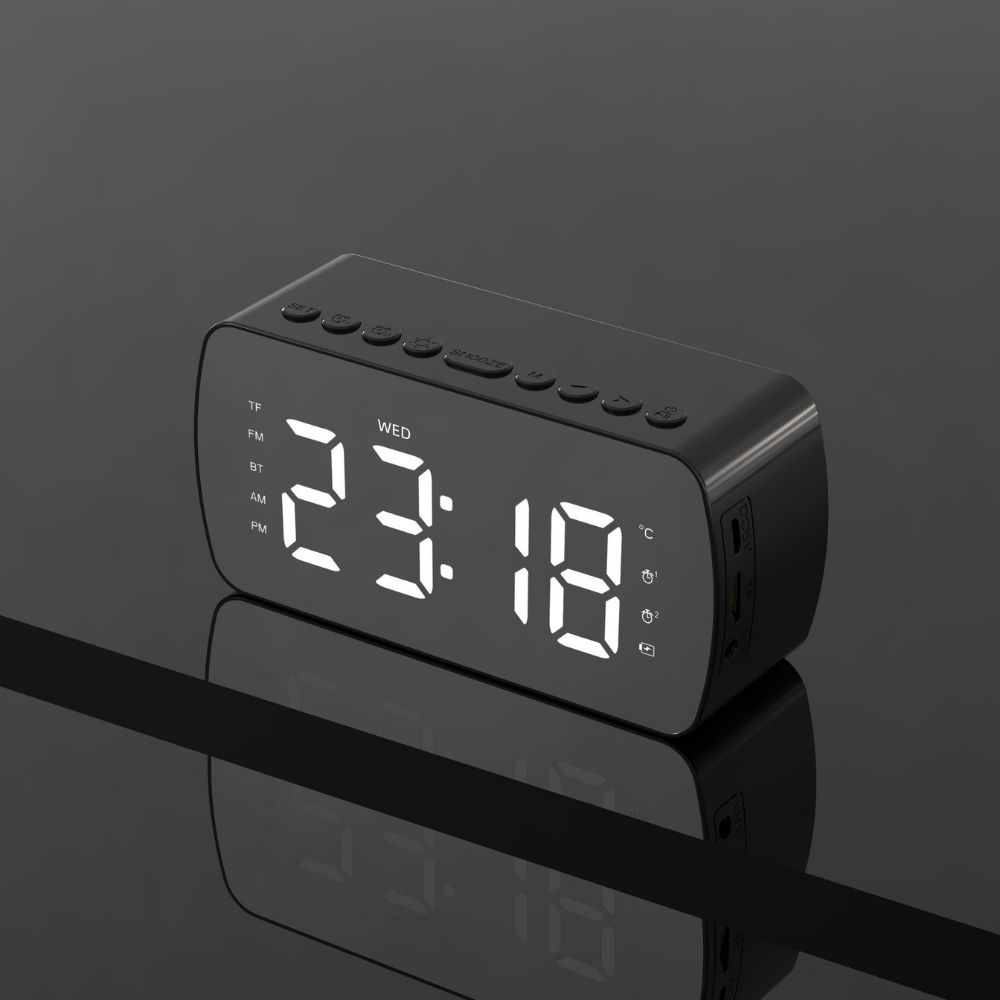Loa bluetooth đồng hồ báo thức, loa mini không dây nghe nhạc màn hình led - Z6Q6