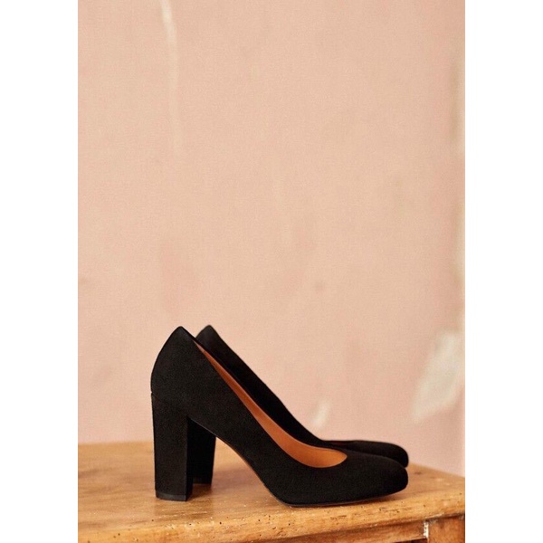 Giày cao gót nữ da lộn mũi tròn gót thô siêu xinh TT56