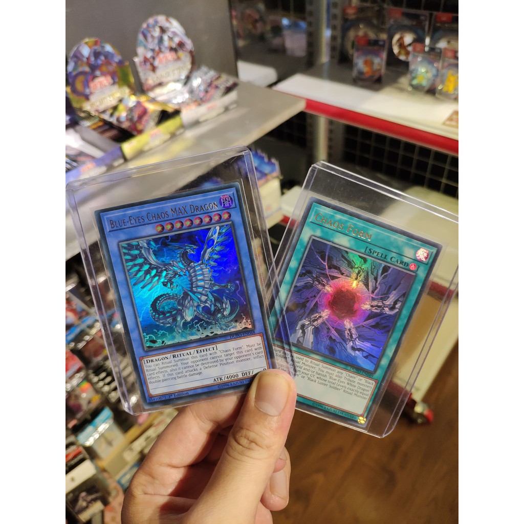 [ Dưa Hấu Yugioh ] Thẻ bài Combo Blue Eyes Chaos MAX Dragon - Ultra Rare - Tặng kèm bọc cứng bảo quản