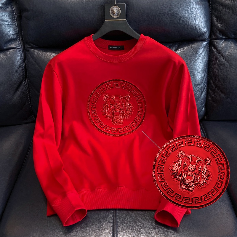 Áo Thun Nam Dài Tay Thêu Hình Đầu Hổ Phong Cách Châu Âu Cao Cấp