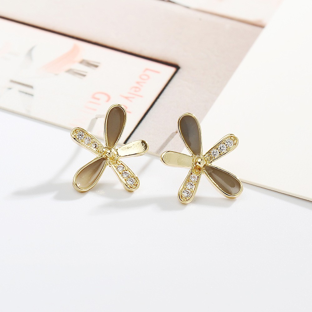 Silver Plated 925 Earrings Simple Flower Pattern Korean Fashion