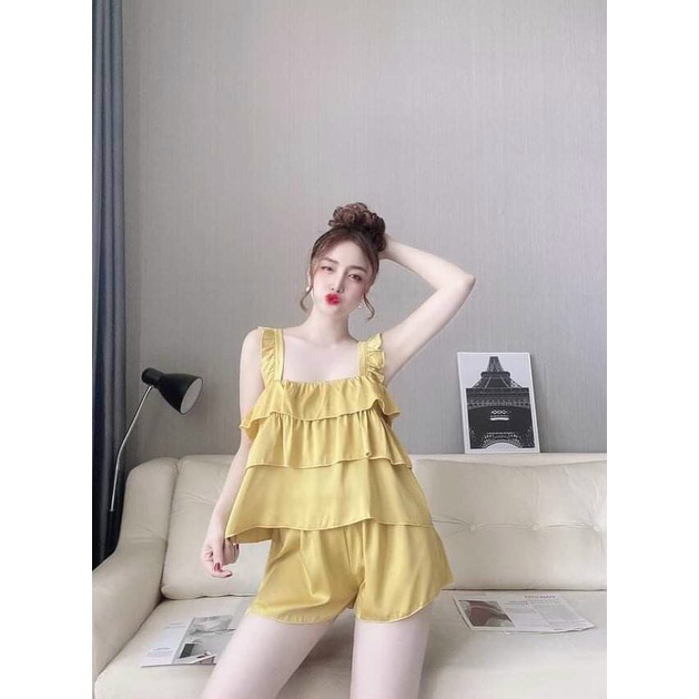 [Mã FAMARAL2 giảm 10K đơn 50K] Đồ ngủ sexy nữ FREE SHIP Đồ ngủ hai dây chất lụa satin 4 tầng bèo chất mịn quyến rũ