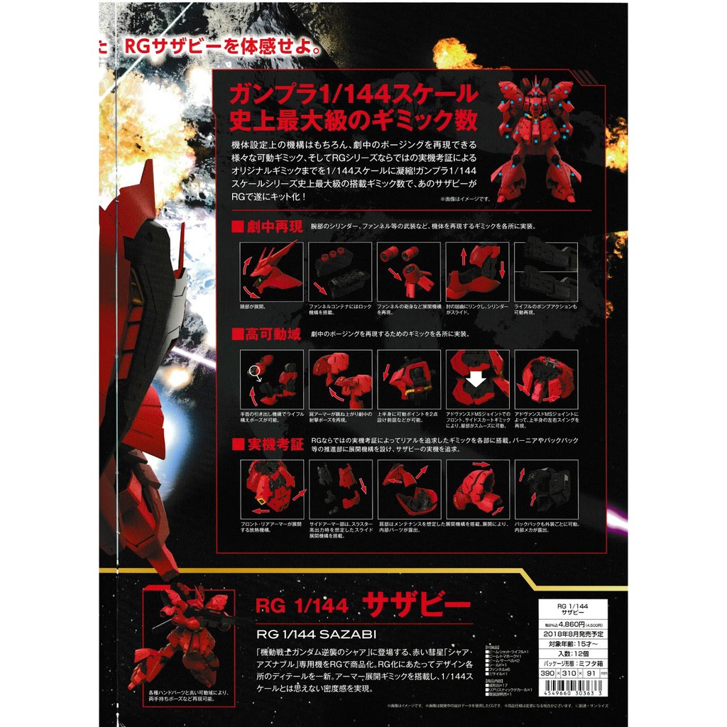 Mô Hình Lắp Ráp RG Sazabi 1/144 Msn-04 Gundam Bandai Uc Đồ Chơi Anime Nhật