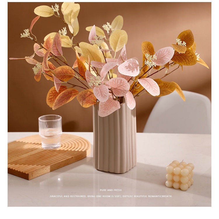 Nhánh Cây Bạch Đàn Nhân Tạo Màu Xanh Dương / Hồng Dùng Trang Trí Nhà Cửa / Tiệc Cưới