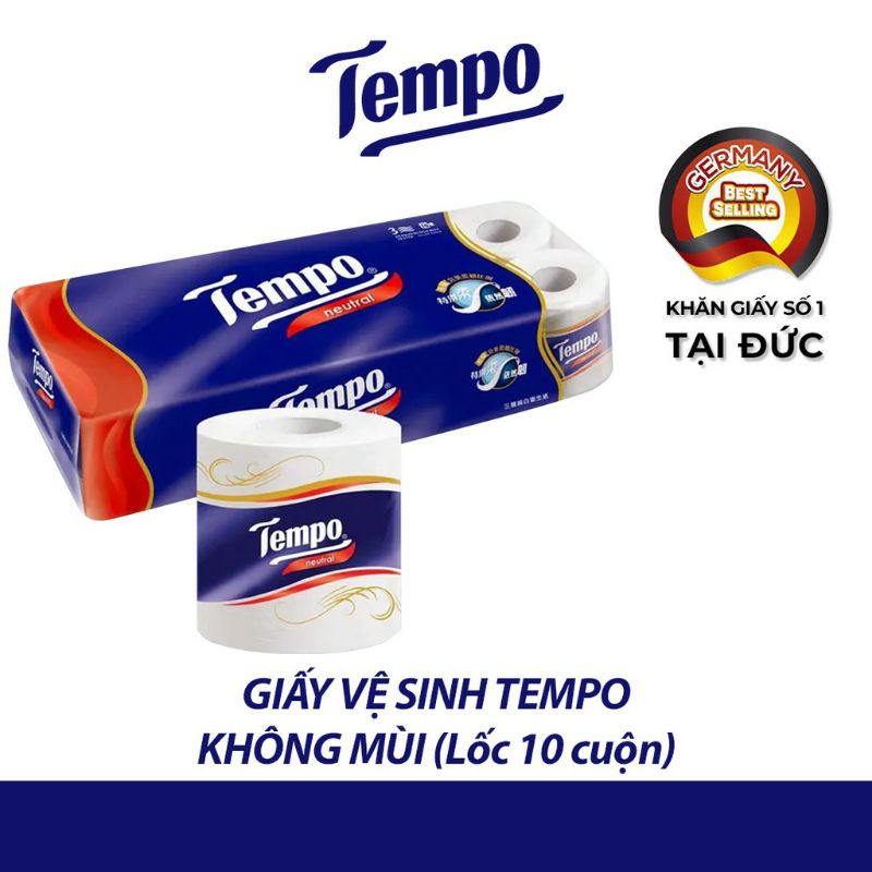 ( Mua 2+1)Giấy Vệ Sinh Tempo Cao Cấp (10 Cu ộn) tặng 1 bịch càphe or bịch yến mạch ngẩu nhiên