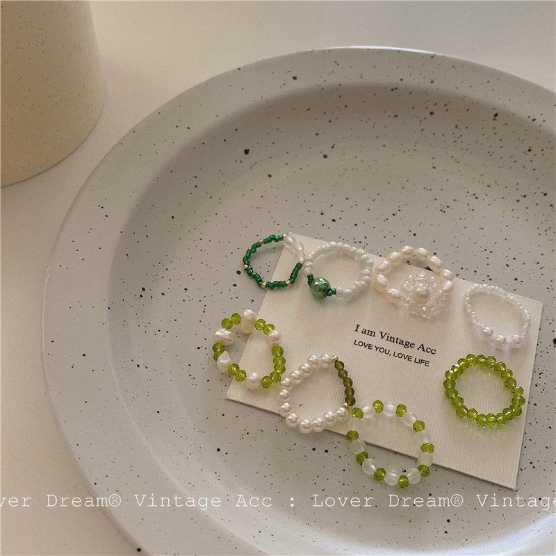 IF ME Bộ nhẫn   bằng resin màu vàng/ bạc kiểu bướm và ngọc trai thời trang cho nữ