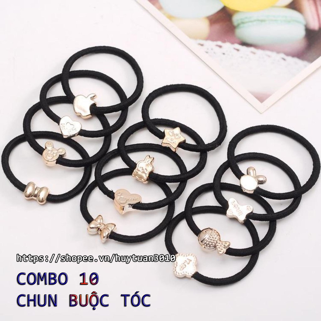 Combo 10 chun buộc tóc dây màu đen