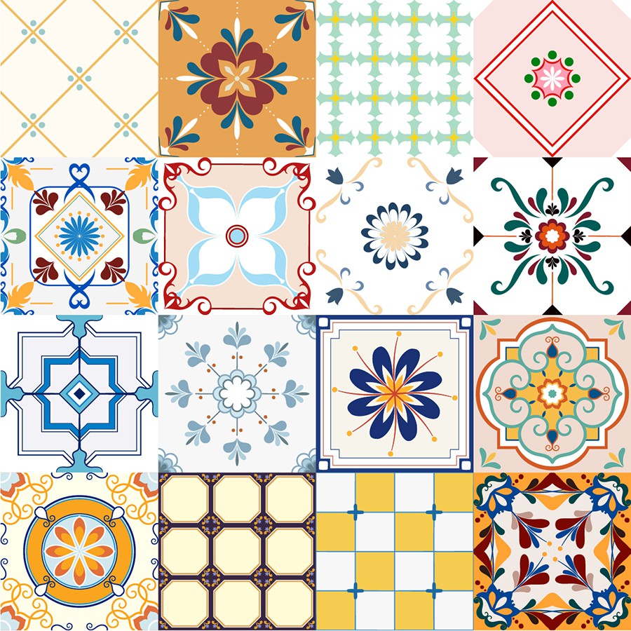 Set 32 ô decal gạch bông -KT 60x120cm -MS KT04