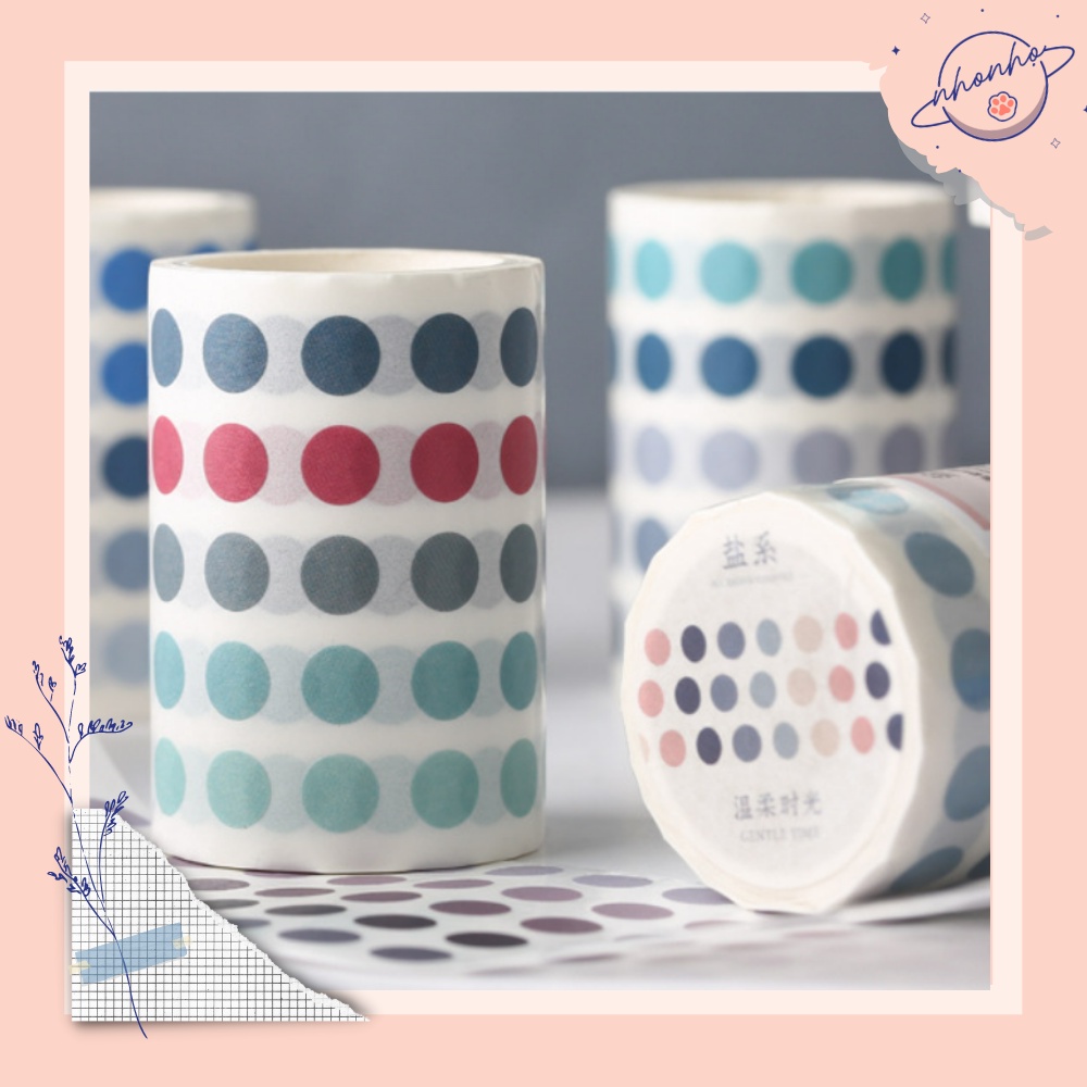 Cuộn Sticker nhãn dán dài 3M✨CHẤM TRÒN NHIỀU MÀU PASTEL✨ trang trí sổ tay nhật kí journal điện thoại DIY
